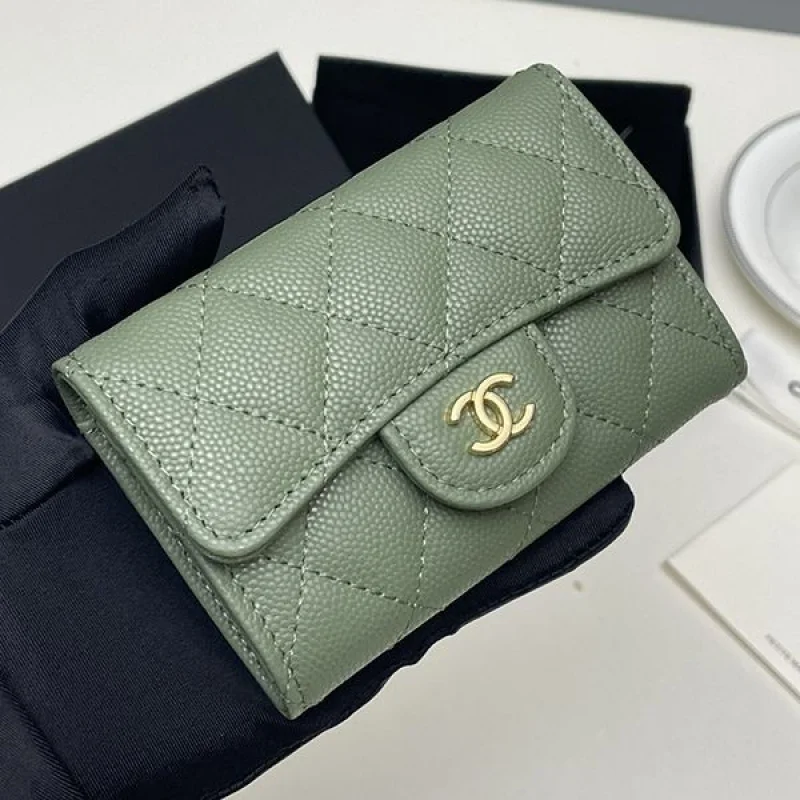 ブランドシャネル コピー ミニ財布 キャビア イエロー ライトゴールド金具 shj12676