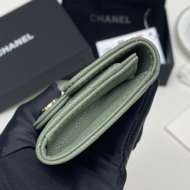 ブランドシャネル コピー ミニ財布 キャビア イエロー ライトゴールド金具 shj12676