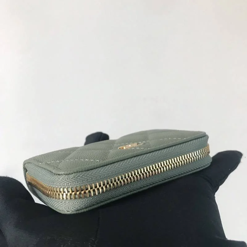 21-22AW シャネル ジップ コインパース 偽物 キャビアスキン shl24406