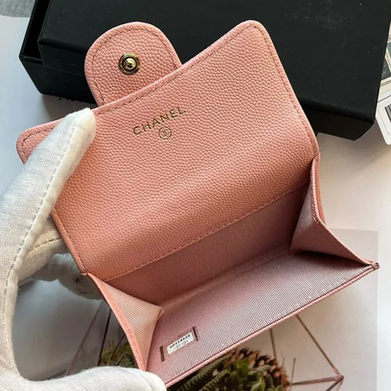 高品質シャネル ミニ財布 キャビア コピー ライトゴールド金具 shn02147