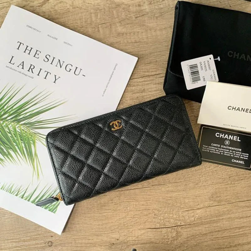 シャネル 偽物 キャビア 長財布★ラウンドファスナー shp19783