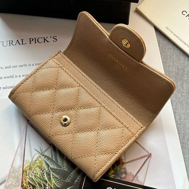 最新でオシャレシャネル ミニ財布 キャビア コピー ライトゴールド金具 shx74636