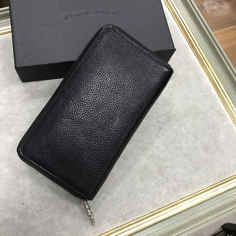 21-22AW クロムハーツ風 財布 コピーゼロピラミッドスタッズ/ラウンドファスナー財布/ヘビーレザー Kub01611