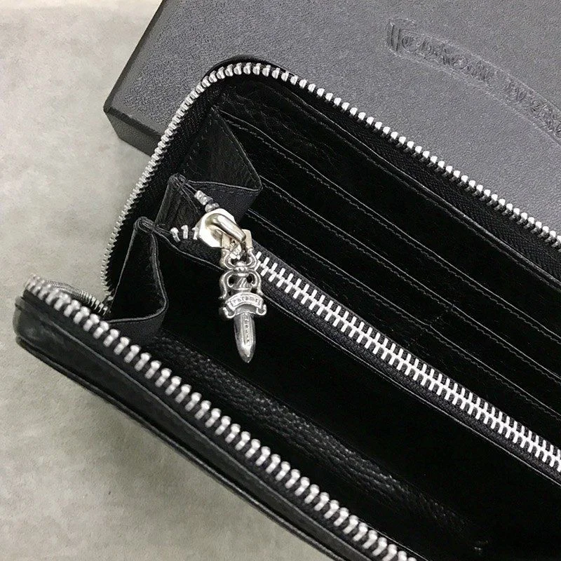 21-22AW クロムハーツ風 財布 コピーゼロピラミッドスタッズ/ラウンドファスナー財布/ヘビーレザー Kub01611
