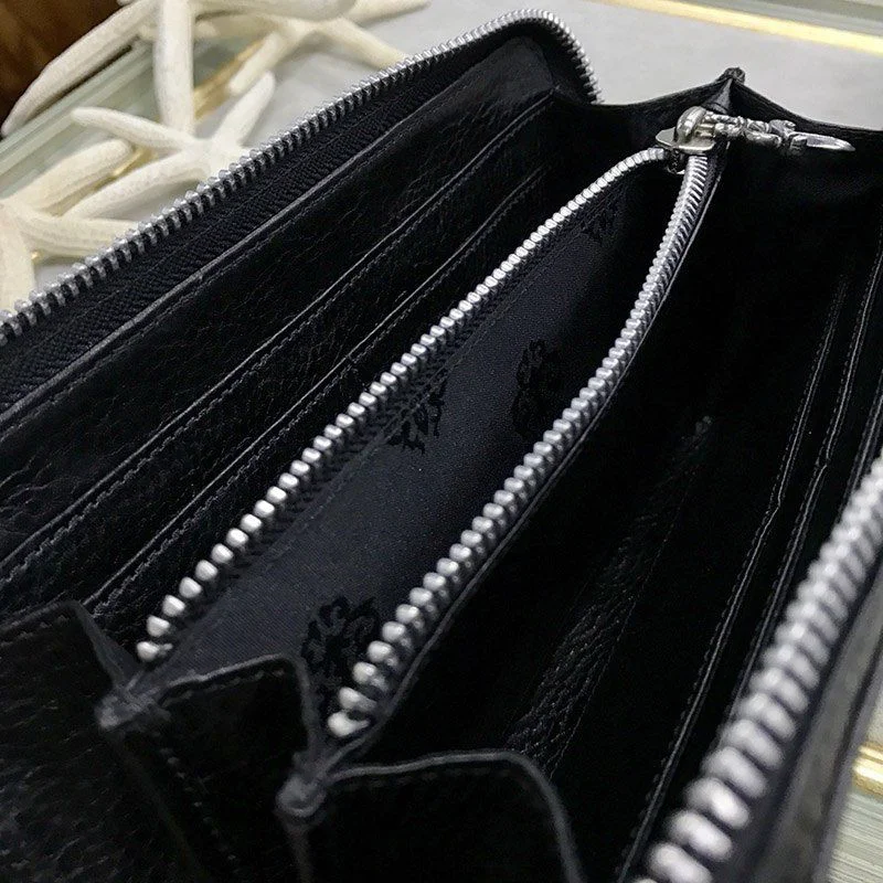 21-22AW クロムハーツ風 財布 コピーゼロピラミッドスタッズ/ラウンドファスナー財布/ヘビーレザー Kub01611