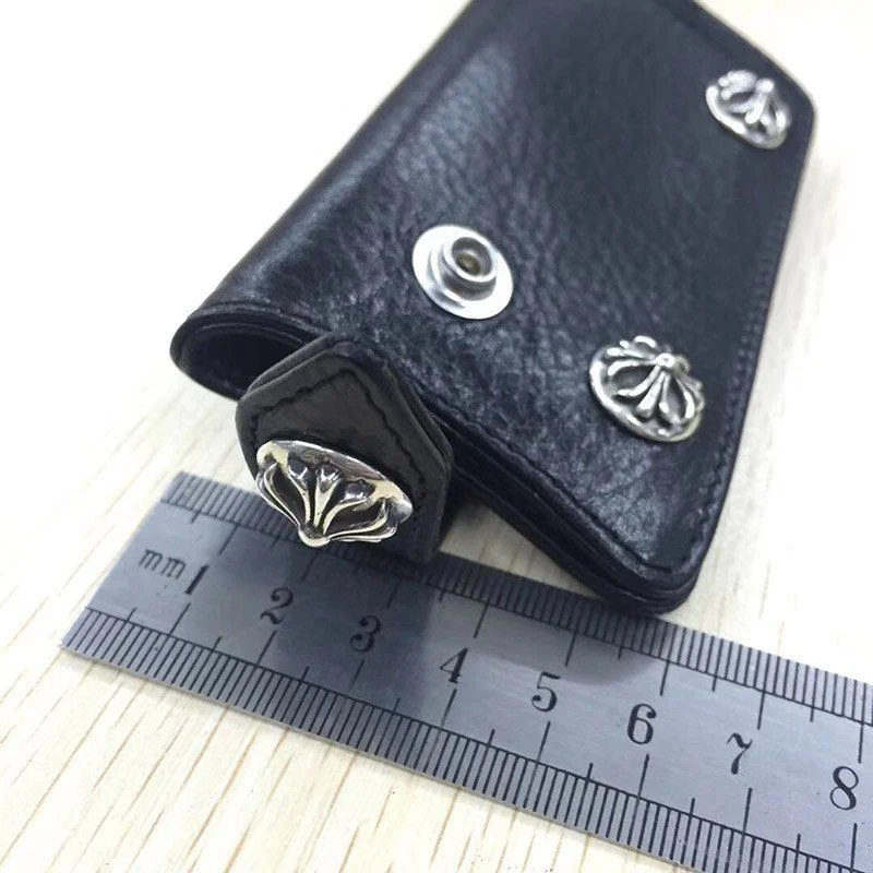 稀少 十クロムハーツ十【クロスボールボタン コピー】◆レザーキーケース･BLK Kur85182