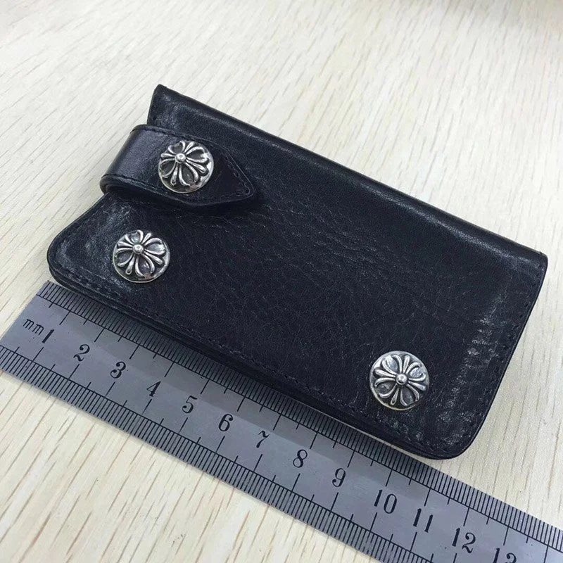 稀少 十クロムハーツ十【クロスボールボタン コピー】◆レザーキーケース･BLK Kur85182