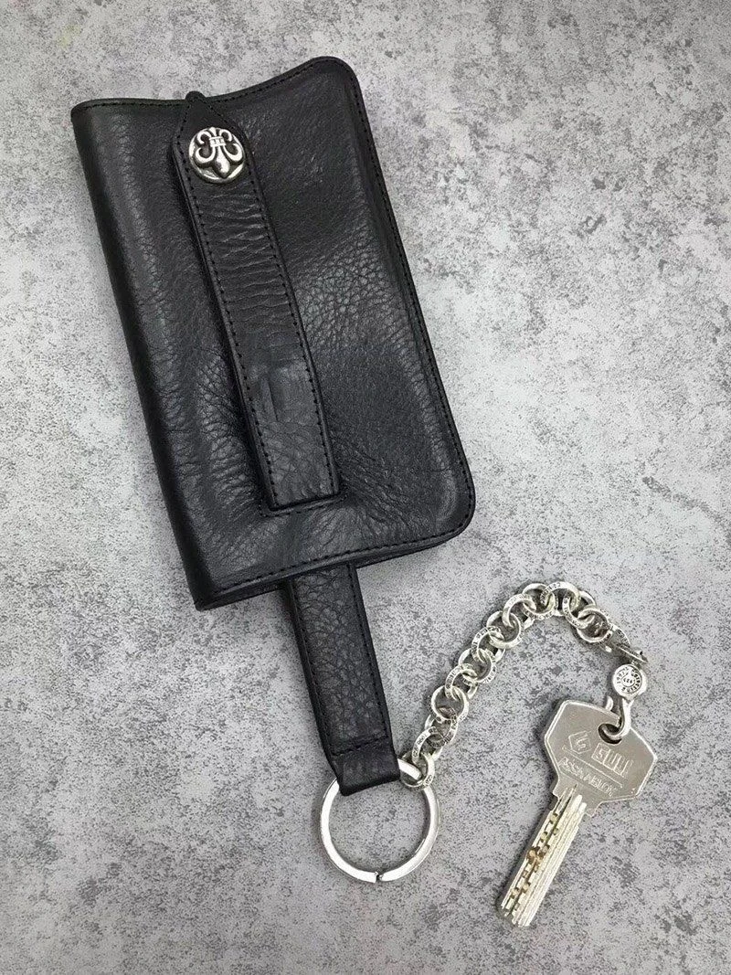 稀少 十クロムハーツ十【クロスボールボタン コピー】◆レザーキーケース･BLK Kur85182