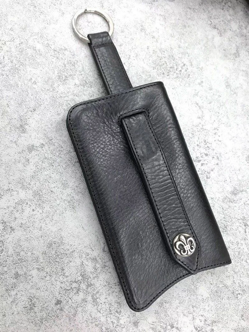 稀少 十クロムハーツ十【クロスボールボタン コピー】◆レザーキーケース･BLK Kur85182