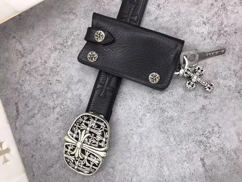 稀少 十クロムハーツ十【クロスボールボタン コピー】◆レザーキーケース･BLK Kur85182