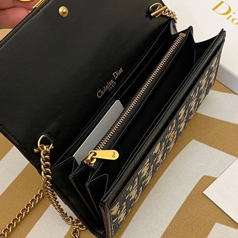 ディオールオブリークカロコピー ロングチェーンウォレット 長財布 カロ dep25573