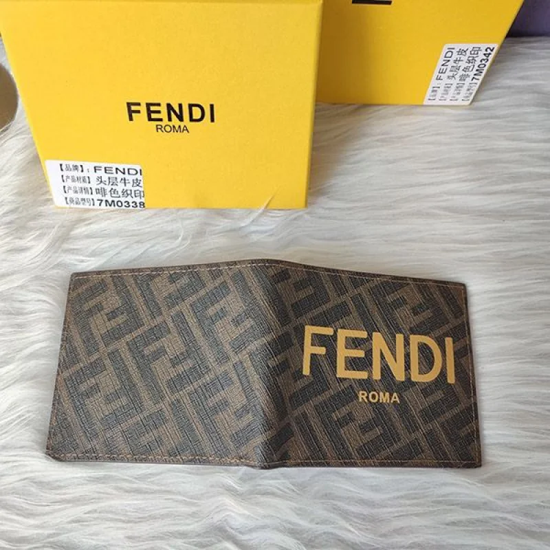 フェンディ ブラウンファブリック スーパーコピー二つ折り財布 偽物 7M0339AJJ8F1HRH