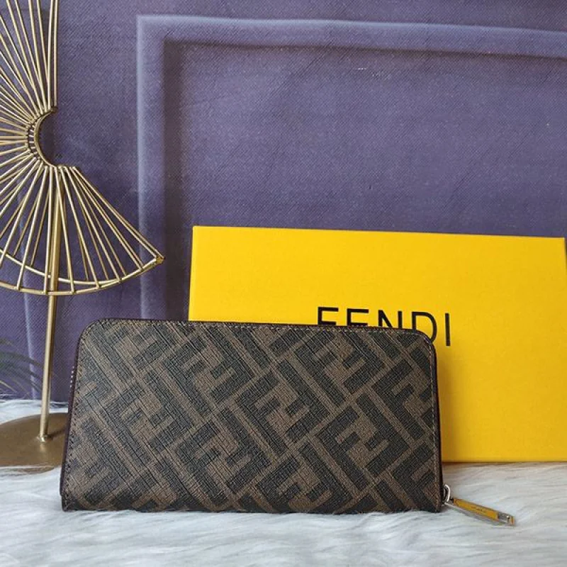 フェンディ コンチネンタル財布 コピー ブラウンファブリック 7M0342AJJ8F1HRH