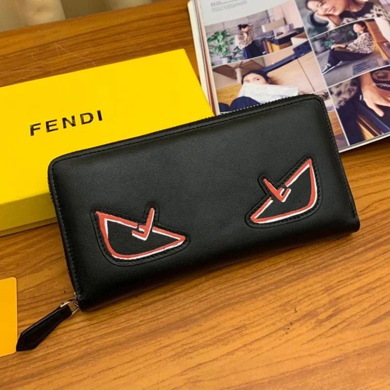 定番フェンディ ジップアラウンド 長財布 コピー ブラック バッグ バグズ ジッパーウォレット カスタマイズ fea27541