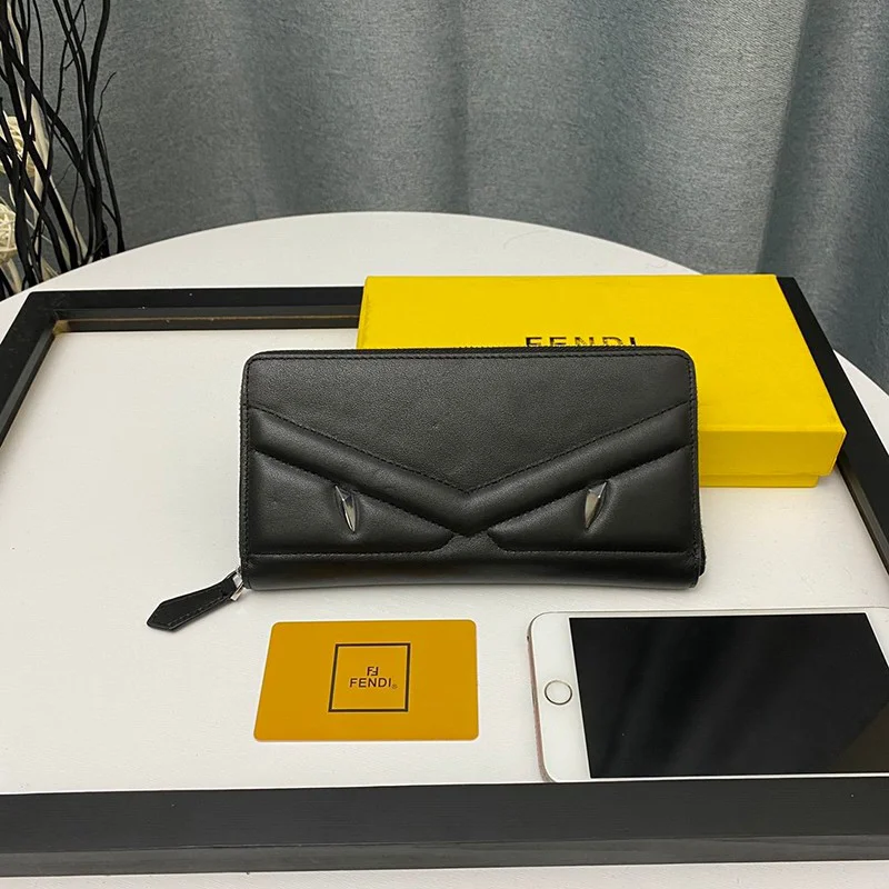 日本未入荷フェンディ ジップアラウンド 長財布 コピー ブラック バッグ バグズ ジッパーウォレット カスタマイズ fes72092