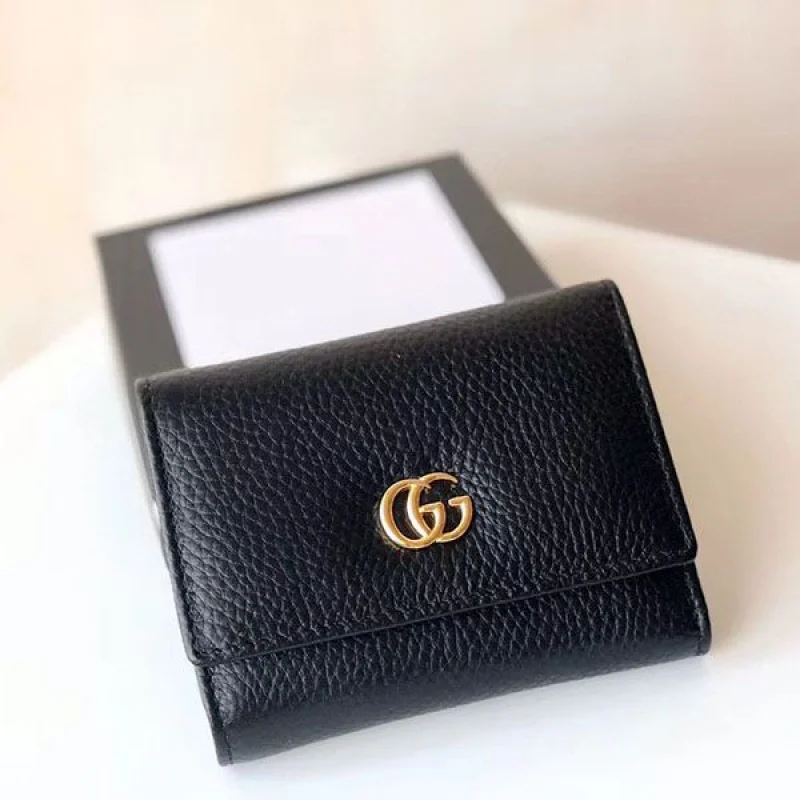入手困難 グッチ GGマーモント 偽物 レザー 三つ折り ウォレット guq78226