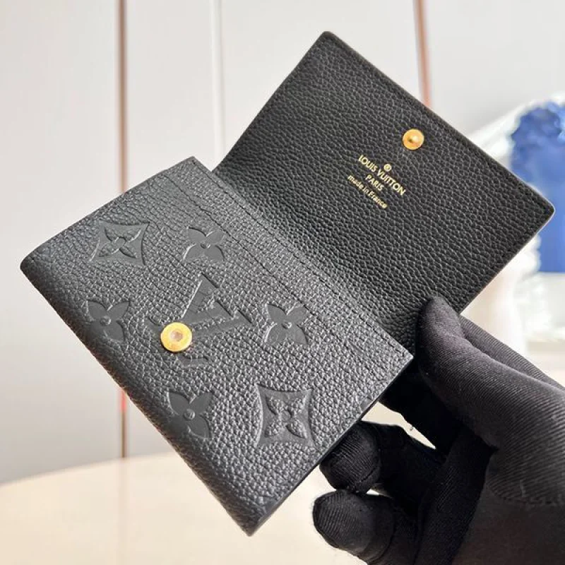 追跡付ルイヴィトン 折りたたみ財布 カード 名刺入れ コピー 黒 M58456
