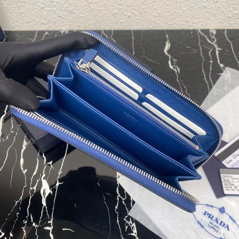 ☆超人気☆プラダ コピー サフィアーノエンボスレザー ジップアラウンド長財布 ブルー 2ML317_2D1Q_F0016