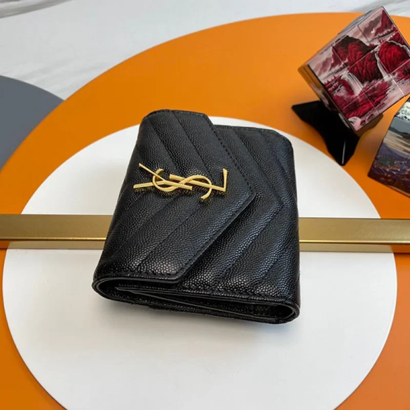 稀少 サンローラン モノグラム 三つ折り財布 コピー ゴールド金具 Sal15420