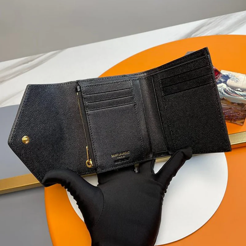 稀少 サンローラン モノグラム 三つ折り財布 コピー ゴールド金具 Sal15420