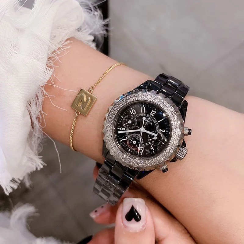 完売必至シャネル J12 クロノ コピー セラミック ダイヤモンドベゼル 41mm 2色 shd77322