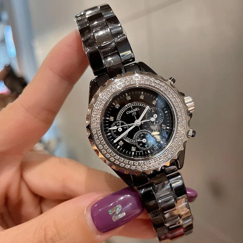 ☆超人気☆シャネル J12 クロノ 偽物 ブラックセラミック ダイヤモンドベゼル 41mm shf34448