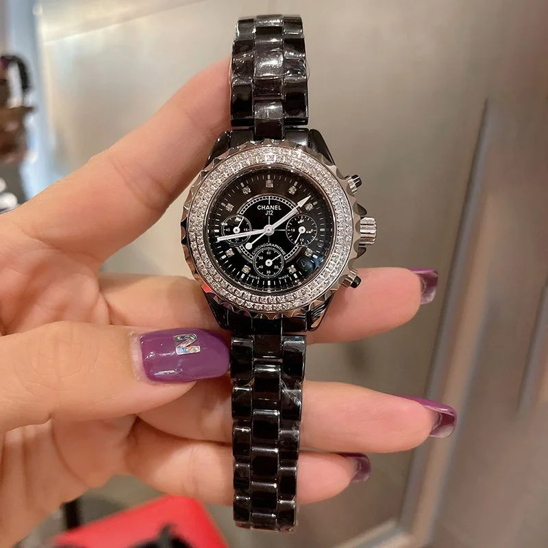 ☆超人気☆シャネル J12 クロノ 偽物 ブラックセラミック ダイヤモンドベゼル 41mm shf34448