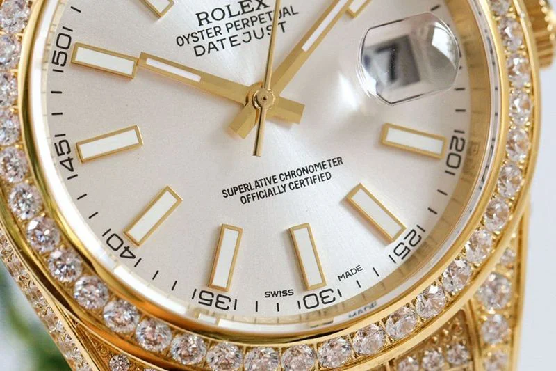 人気No1 ロレックス スーパーコピー 時計 デイトジャスト 41MM ホワイト ダイヤモンドベゼル 18K roo38140
